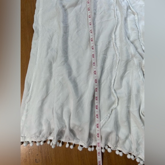 White Sleep Wear Onesie With Skort Bottom +Pom-Pom Trim - Picture 2 of 5